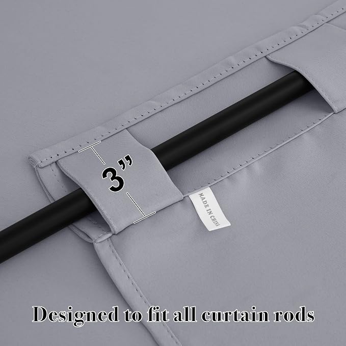 RYB HOME Bedroom Curtains, Room Darkening Thermal Insulated Curtain Back Tab - Image 2
