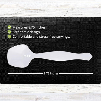 PARTY BARGAINS Disposable White Plastic Serving Spoons 8.75″ – Heavy-Duty White - Image 3