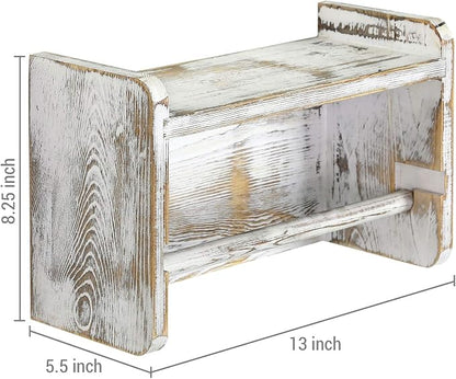 MyGift Farmhouse Paper Towel Holder, Shabby Whitewashed Wood Farmhouse Wall - Image 5