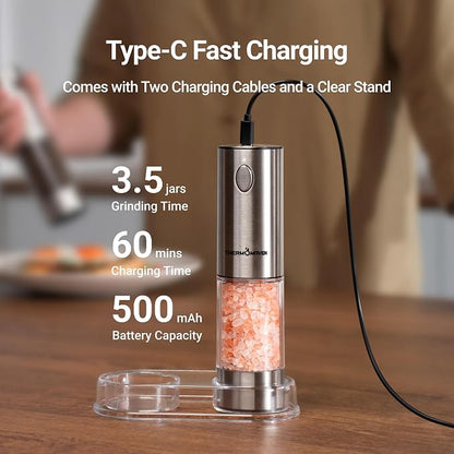 ThermoMaven Electric Salt and Pepper Grinder Set, 110ml Larger Rechargeable - Image 4