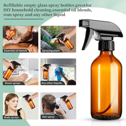8oz Amber Glass Spray Bottles, 6 Pack Glass Spray Bottles Refillable Empty - Image 3