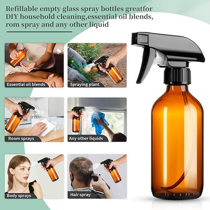 8oz Amber Glass Spray Bottles, 3 Pack Glass Spray Bottles Refillable Empty - Image 4