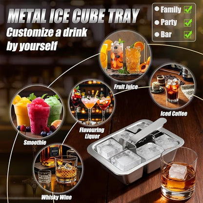 Ice Cube Trays, 2 Pack Large 6-cube Stainless Steel Ice Cube Trays - Image 6