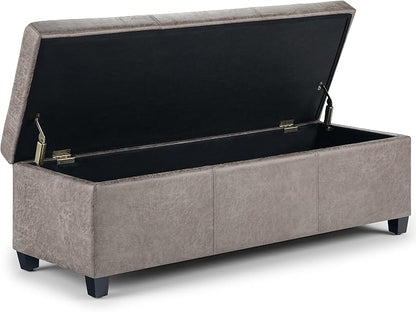 SIMPLIHOME Avalon 48 inch Wide Contemporary Rectangle Storage Ottoman Bench in - Image 5