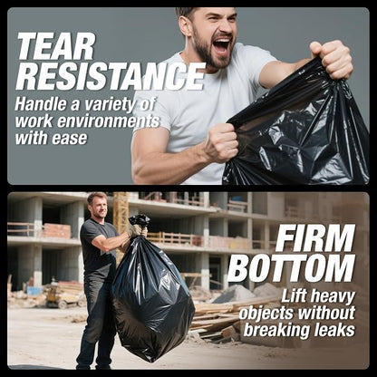 Heavy Duty Contractor Trash Bags 55-60 Gallon, 1.5Mil Extra Thick, Strong Black - Image 3