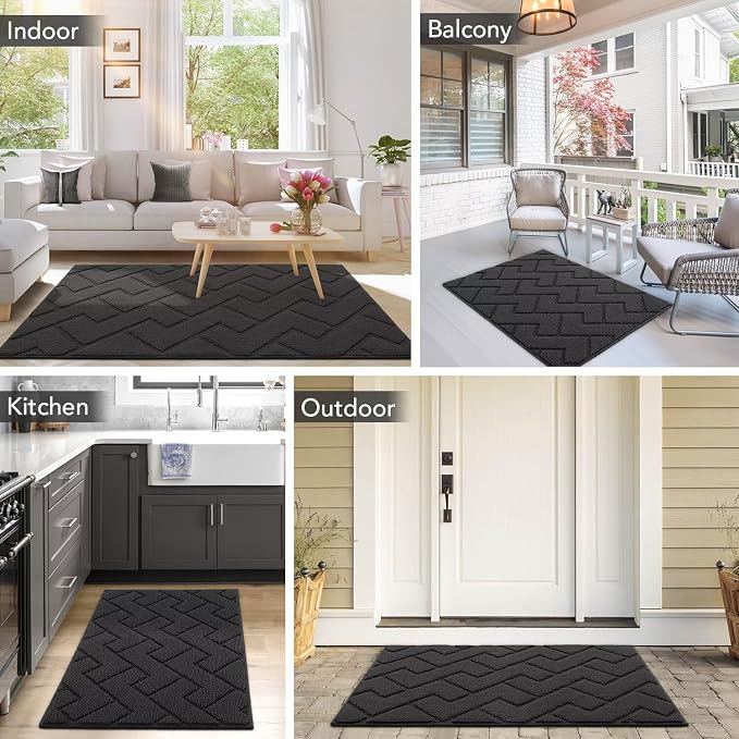 hicorfe Indoor Door Mat, Non Slip Door Mats, Absorbent Resist Dirt Entrance - Image 2