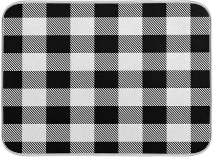 White and Black Buffalo Plaid Dish Drying Mat 18x24 by Wamika
