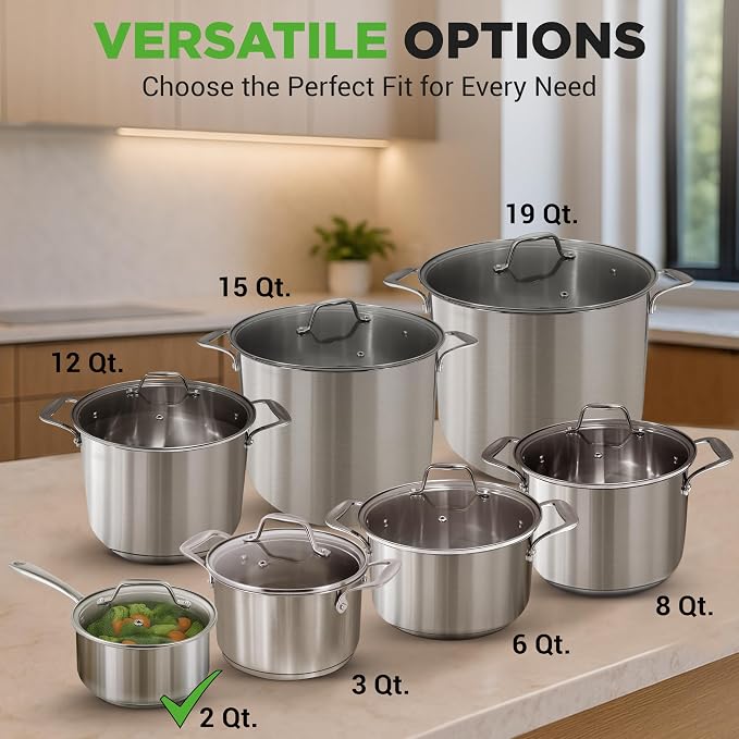 NutriChef 2-Quart Stainless Steel Saucepan - Image 2