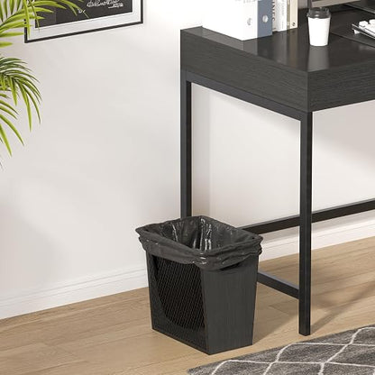Piskyet Black Office Trash Can for Near Desk, 4.5 Gallon Unique Wood Bedroom - Image 4