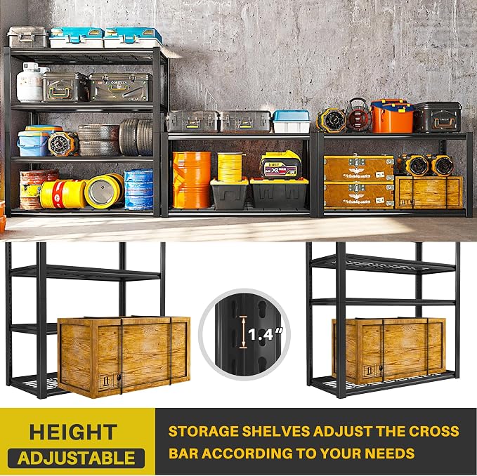REIBII 40" W Garage Shelving 2240 LBS Storage Shelves Adjustable Heavy Duty - Image 5