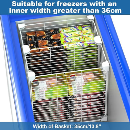 Deep Freezer Organizer Bin 13.8"x13.8"x13.8", Vertical Sides Wire Freezer - Image 5