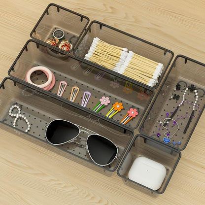 WOWBOX 12 Pack Clear Drawer Organizer Set, Acrylic Drawer Storage Trays - Image 7