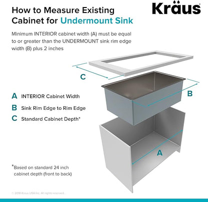 Kraus Kitchen Sinks Undermount - 33 Inch Stainless Steel Kitchen Sink, 60/40 Double Bowl, 16 Gauge, Model KHU103-33