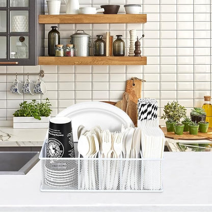 VIKEYHOME Paper Plate Organizer, Metal Silverware Caddy - Image 8
