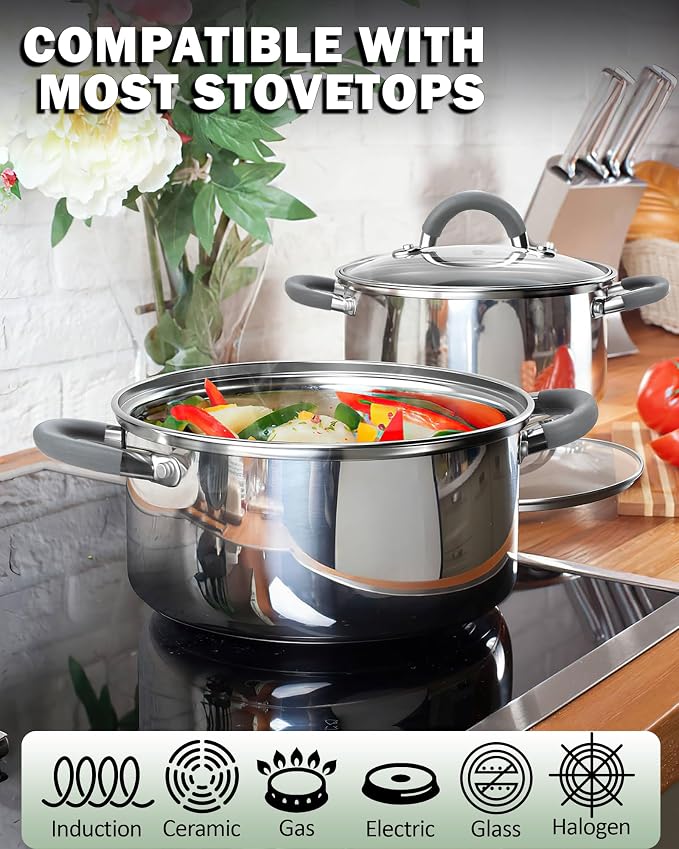 Cook N Home 3-Quart Stainless Steel Pot, Small Stock Pot - Image 3