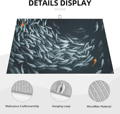 Japanese Fish Dish Drying Mat 18x24 Inch, Microfiber Absorbent Fast Dry Mat - Image 3