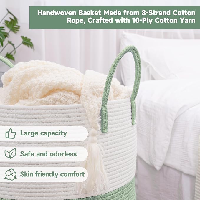 CLHMILY&Z 60L Laundry Basket Round Storage Rope Basket - Image 5