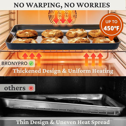 BRONYPRO Stainless Steel Baking Sheet Pan Set of 3, Cookie Sheets 9/12/16 In - Image 5