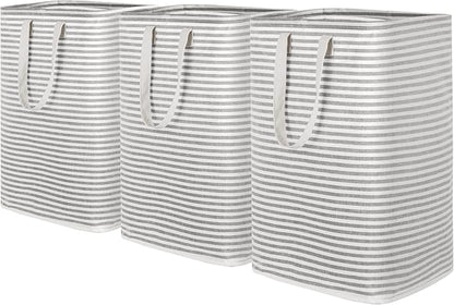 Lifewit 3 Pack Laundry Hamper Large Collapsible Laundry Baskets, Freestanding Waterproof Clothes Hamper with Easy Carry Handles in Laundry Room Bedroom Bathroom College Dorm for Adults, Gray, 3 x 80L