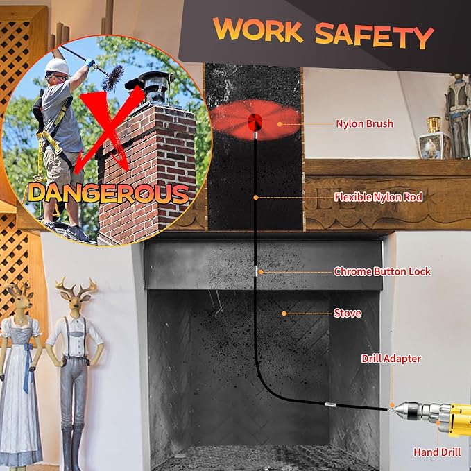 26 Feet Chimney Sweep Kit, Chimney Cleaning Kit - Image 3