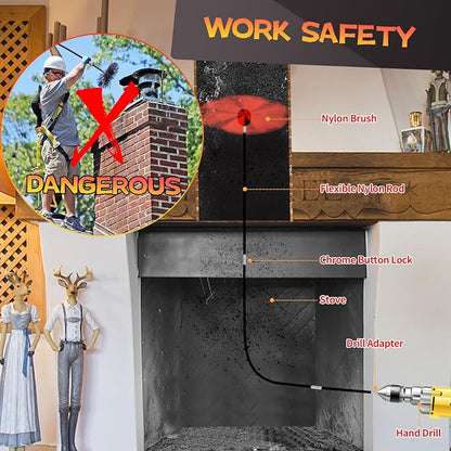 26 Feet Chimney Sweep Kit, Chimney Cleaning Kit - Image 3
