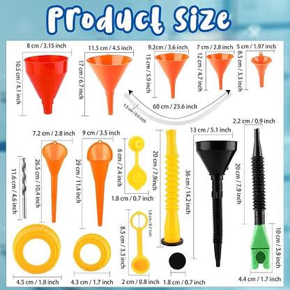 30 Pcs Automotive Funnel Set Wide Mouth Fuel Oil Funnel Plastic Long Neck - Image 2