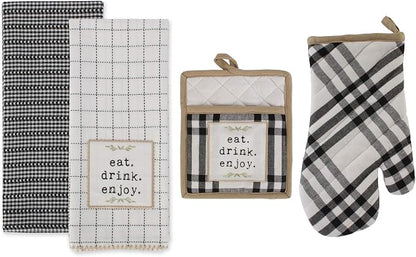 DII Home Sweet Farmhouse Kitchen Collection, Potholder/Oven Mitt/Dishtowel Set by DII