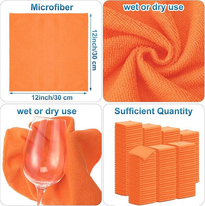 Tenare 100 Pack 12'' x 12'' Microfiber Cleaning Cloths Reusable Cleaning Rags - Image 2