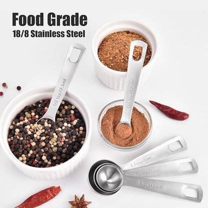 Doosu Measuring Spoons Set of 9-18/8 Stainless Steel Heavy Duty Teaspoons - Image 3