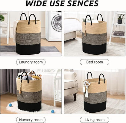Woven Laundry Basket for Clothes, 80 L Large Rectangle Laundry Hampers - Image 7