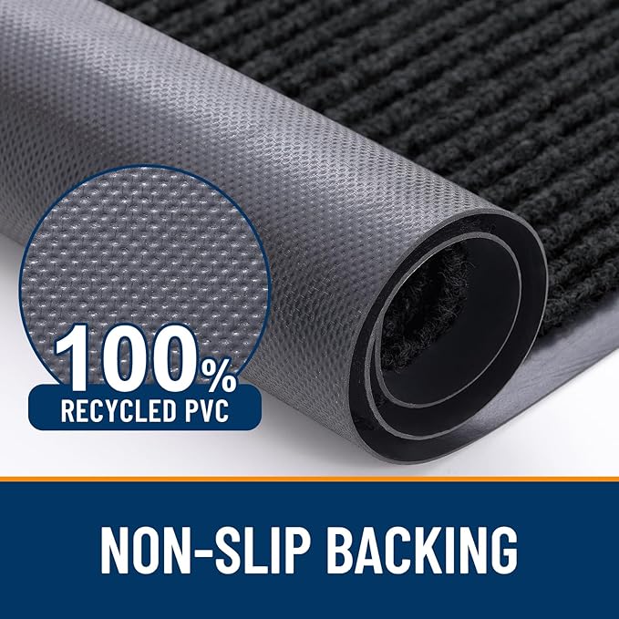 OLANLY Front Door Mat Indoor Outdoor Entrance, Waterproof Heavy Duty Doormat, Fade Resistant, Low Profile, Easy Clean Patio Porch Welcome Floor Mats for Entry, 71x23, Black