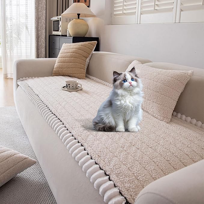 OTOB Couch Covers for Sofa Pet Friendly, Washable & Non Slip Fuzzy Dog Couch by OTOB