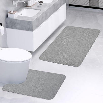 Bathroom Rugs Set 2 Pieces, Thin Bathroom Mats, Toilet Rugs, Quick Dry - Image 2