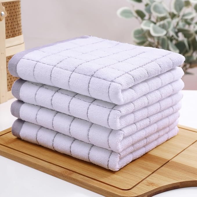 Homaxy 100% Cotton Terry Kitchen Towels, Checkered Designed, Soft and Super - Image 7