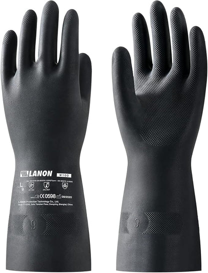 LANON Rubber Chemical Resistant Gloves, Reusable Heavy-duty Safety Work Gloves by LANONProtection