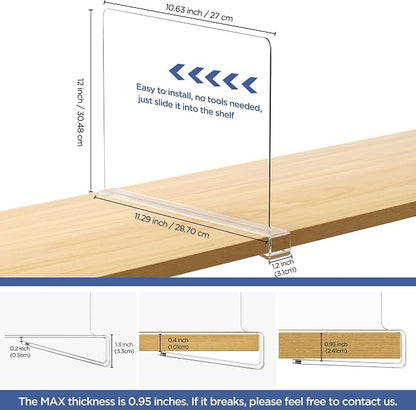 16 Pack 12 Inches Clear Shelf Dividers - Image 2