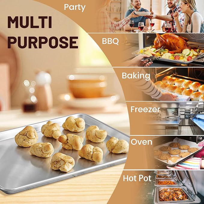 BIEAMA 6 Pack Full Size Baking Sheet Pan Aluminum Commercial Pan - Image 9