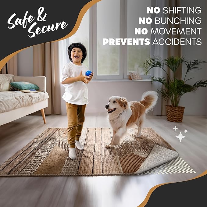 Nevlers 12'x15' Anti Skid Rug Gripper for Hardwood Floors & Other Surfaces | White PVC Foam Non Slip Rug Pad | Open Weave Anti Slip Rug Grips | Non Slip Rug Grippers & Rug Stoppers to Prevent Sliding