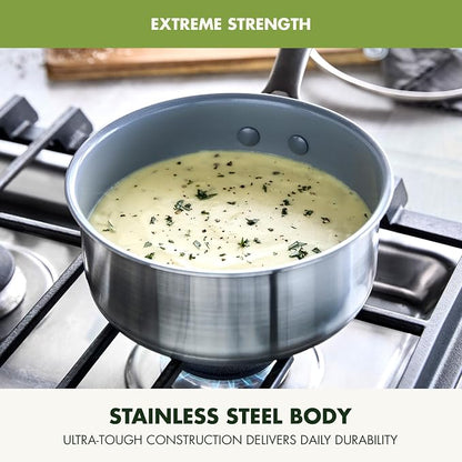 GreenPan Stainless Steel Treviso 2.1QT Saucepan - Image 4