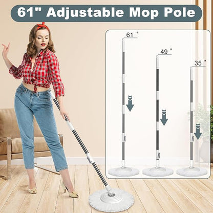Mop and Bucket with Wringer Set, Spin Mop and Bucket System, Mops - Image 7