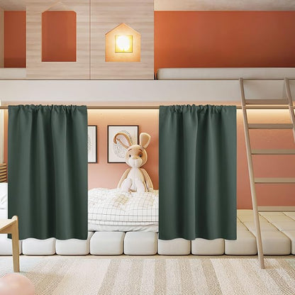 RYB HOME Small Curtains for Bathroom Windows, W 34 x L 36 inches, Dark Green by RYBHOME