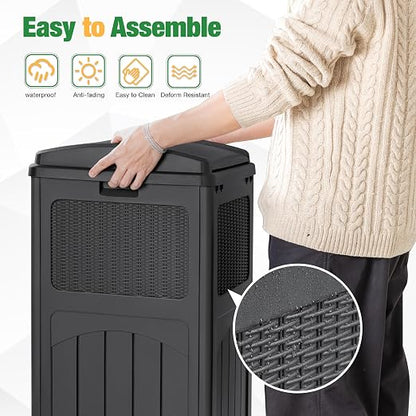 Flamaker 30 Gallon Trash Can, Resin Outdoor Garbage Can - Image 2