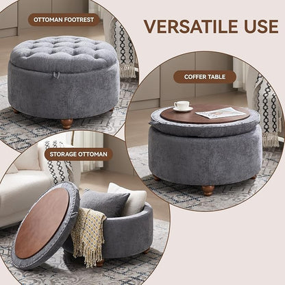 30Inch Round Storage Ottoman - Image 5