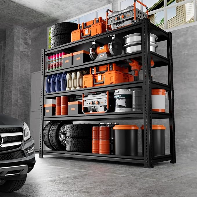 Storage Shelves Heavy Duty 3 PCS, 5-tier Adjustable Metal Industrial Utility - Image 2