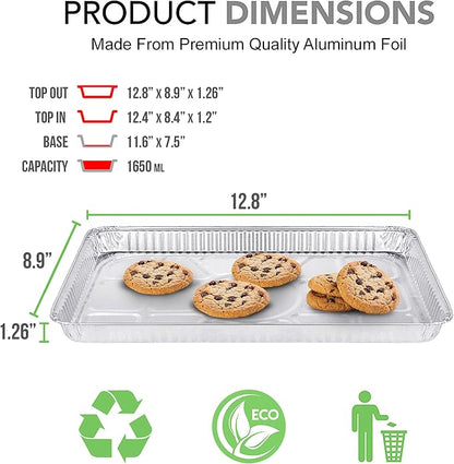 1/4 Size Cookie Sheet Baking Cake Pans l 12.8” x 8.9” Disposable Aluminum Foil - Image 2
