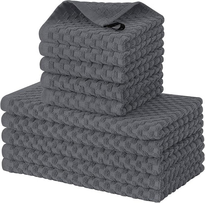 Fintale 100% Cotton Kitchen Towels and Dishcloths Set, 12 x 12 & 15 x 25 Inches by Fintale