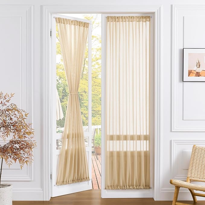 Tollpiz Sheer Door Curtain Closet Linen Textured Curtains Sheer Doorway Light by Tollpiz