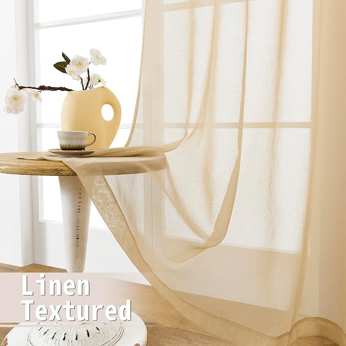 Tollpiz Sheer Curtain Closet Linen Textured Curtain Sheers Doorway Light - Image 4