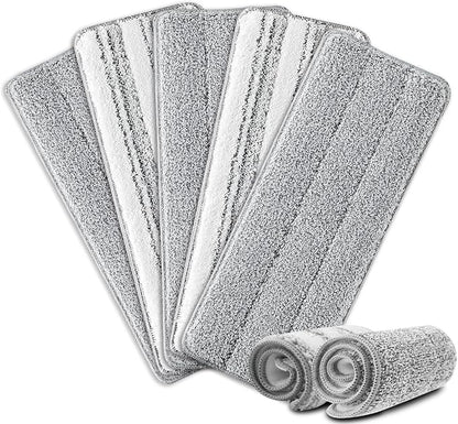 Flat Mop Pads, 5 Pack 13" X 4.9" Flat Mop Microfiber Mop Head/Refill/Pad by HiBaby