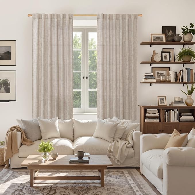 YoungsTex Linen Semi Sheer Curtains 78 Inch Length - Image 2